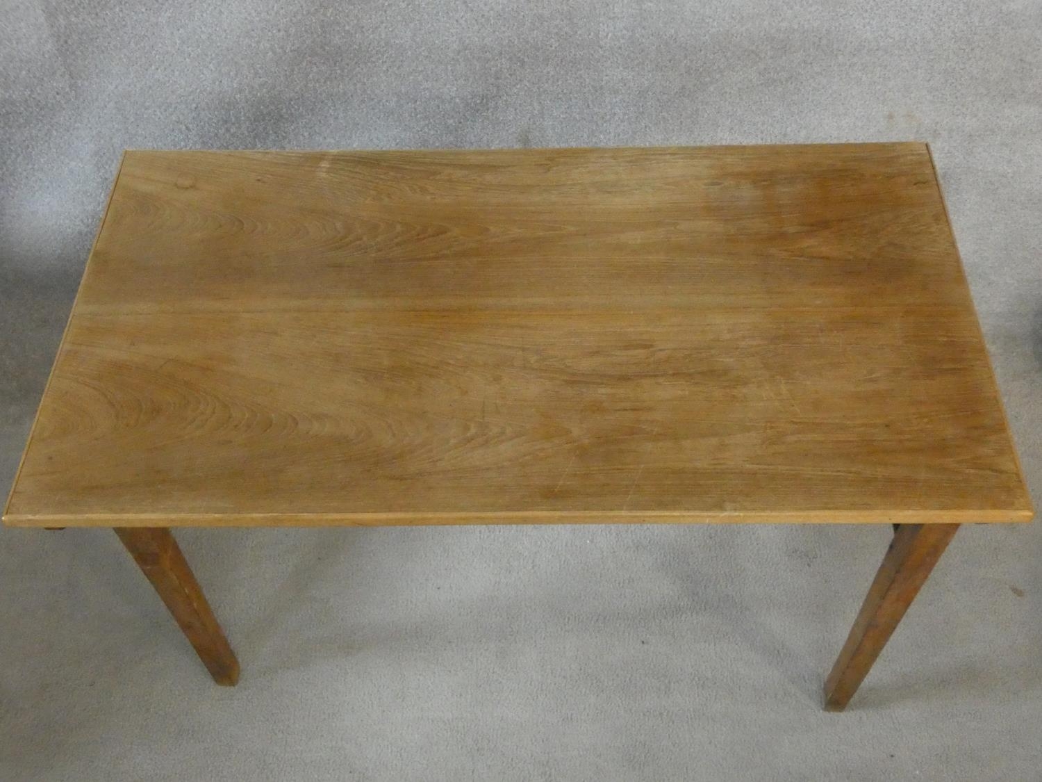 A mid century folding table, makers plaque to the underside. H.70 L.109 W.58cm - Image 2 of 5