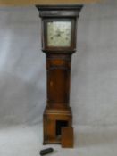 A Georgian oak 30 hour longcase clock with painted dial. H.200 W.45 D.23cm