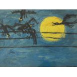 A framed and glazed signed print by Korean artist Lee Jeung Seob (1916-1956), titled 'Moon and