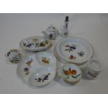Collection of Royal Worcester "Evesham" pattern tablewares, with gilded edges. To include tureens,