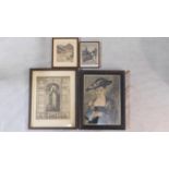 Four various framed and glazed antique prints. Three are engravings H.49 W.61cm