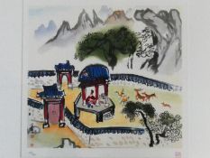 A framed and glazed limited edition signed print by Korean Artist (Kim Ki Chang 1914 - 2001),