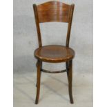 A vintage bentwood cafe chair with lattice back and seat. H.89cm