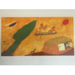 A framed and glazed signed print by Korean artist Chang Ucchin (1918 - 1990), with Chang Ucchin