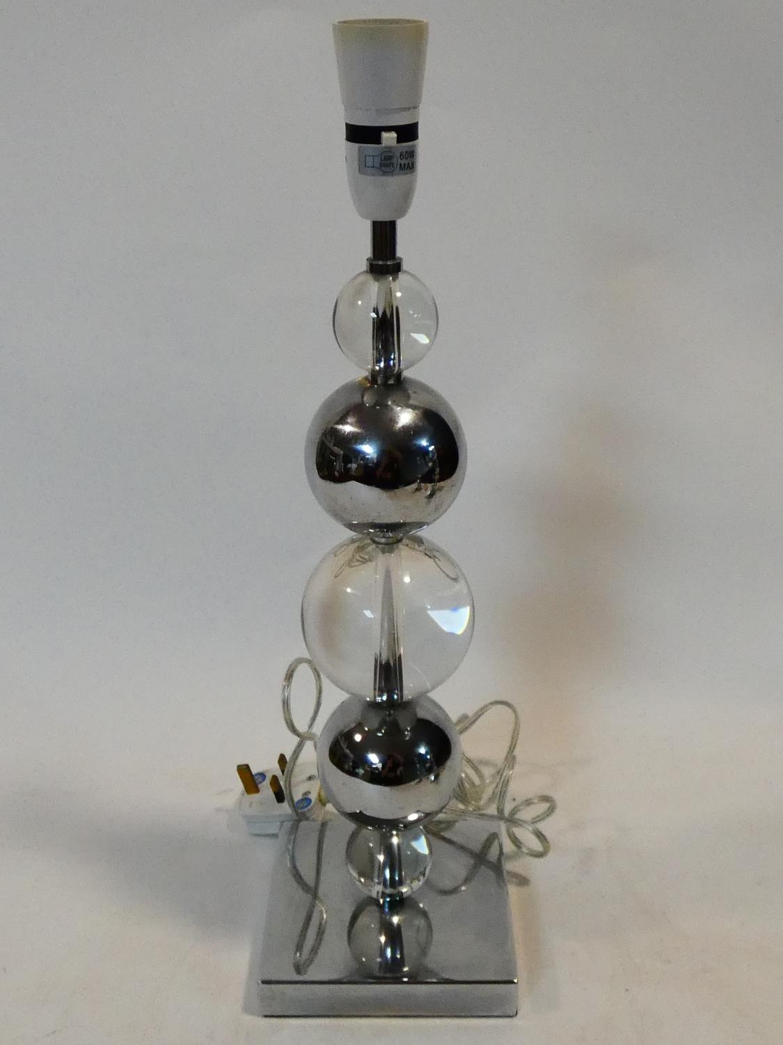 A set of three chrome and bubble glass table lamp bases. H.50cm - Image 2 of 9