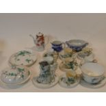 A part 19th century hand painted and gilded Royal Worcester tea service, pattern 1418, teal