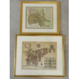 Two 19th century hand coloured framed and glazed maps of St Giles in the Fields and Ebingdon Ward.