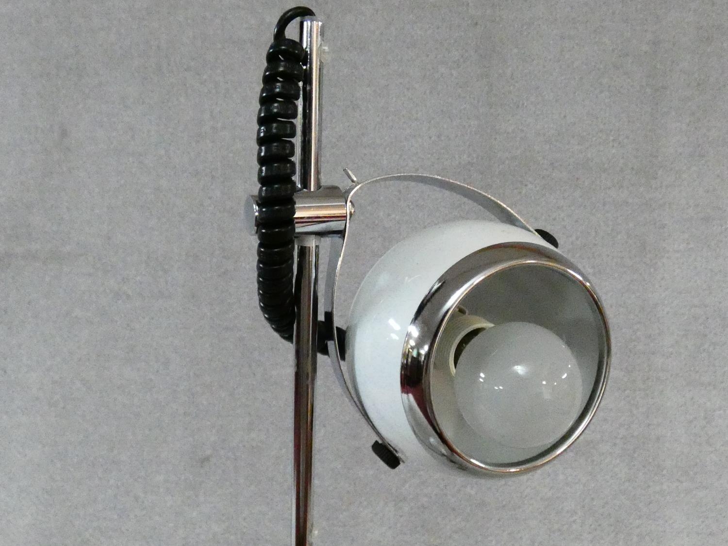 A vintage style chrome standard lamp fitted with two adjustable spotlights. H.147cm - Image 2 of 6