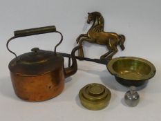 A miscellaneous collection of five items of 19th century and later kitchenalia to include; copper