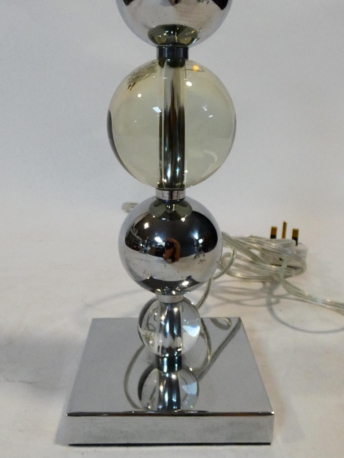 A set of three chrome and bubble glass table lamp bases. H.50cm - Image 7 of 9