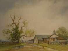 J Bradley Carter (British, 20th century) a framed and glazed watercolour, rural cottage, signed