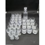 A collection of antique cut crystal. Including twelve petal faceted tumblers, twenty three petal