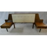 A mid century vintage teak G-Plan headboard with integral bedside cabinets with Ebenezer Gomme