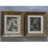 Two framed oils on board by Alexandre Tielens (1868-1959). One of cottage with a garden and the