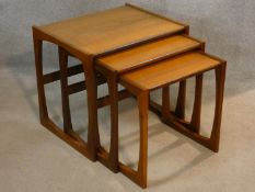 A nest of three 1970's vintage teak graduating occasional tables. H.49 W.53 D.43cm