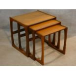 A nest of three 1970's vintage teak graduating occasional tables. H.49 W.53 D.43cm