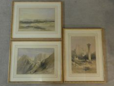 After David Roberts, three 19th century framed and glazed hand tinted lithographs of 'Ascent of
