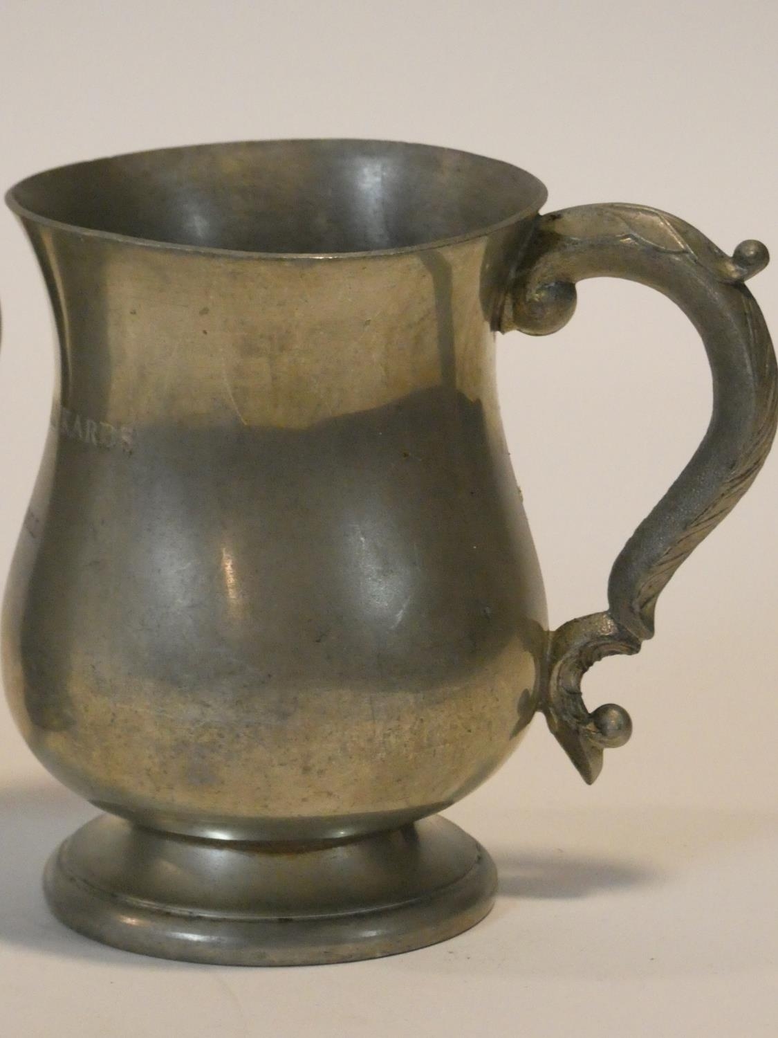 A miscellaneous collection of five 19th century and later pewter and copper tankards. H.13cm - Image 2 of 15