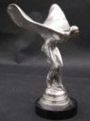 A chrome figure, The Spirit of Ecstacy standing on marble base. H.29cm