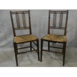 A pair of late 19th century Morris style rush seated side chairs