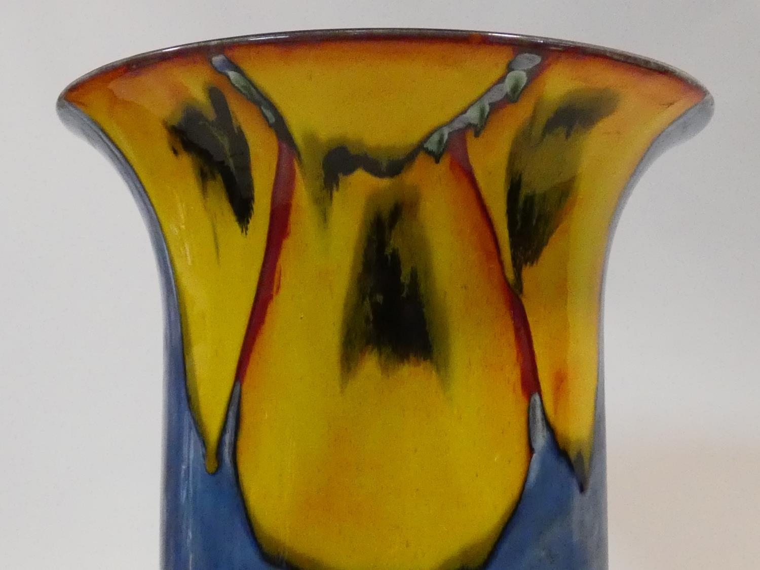 A large colourful glazed ceramic Poole Pottery bell shaped vase, makers stamp to the base along with - Image 5 of 12