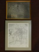 Two framed and glazed maps. One antique with a map of Devonshire. The other showing Reading. H.65