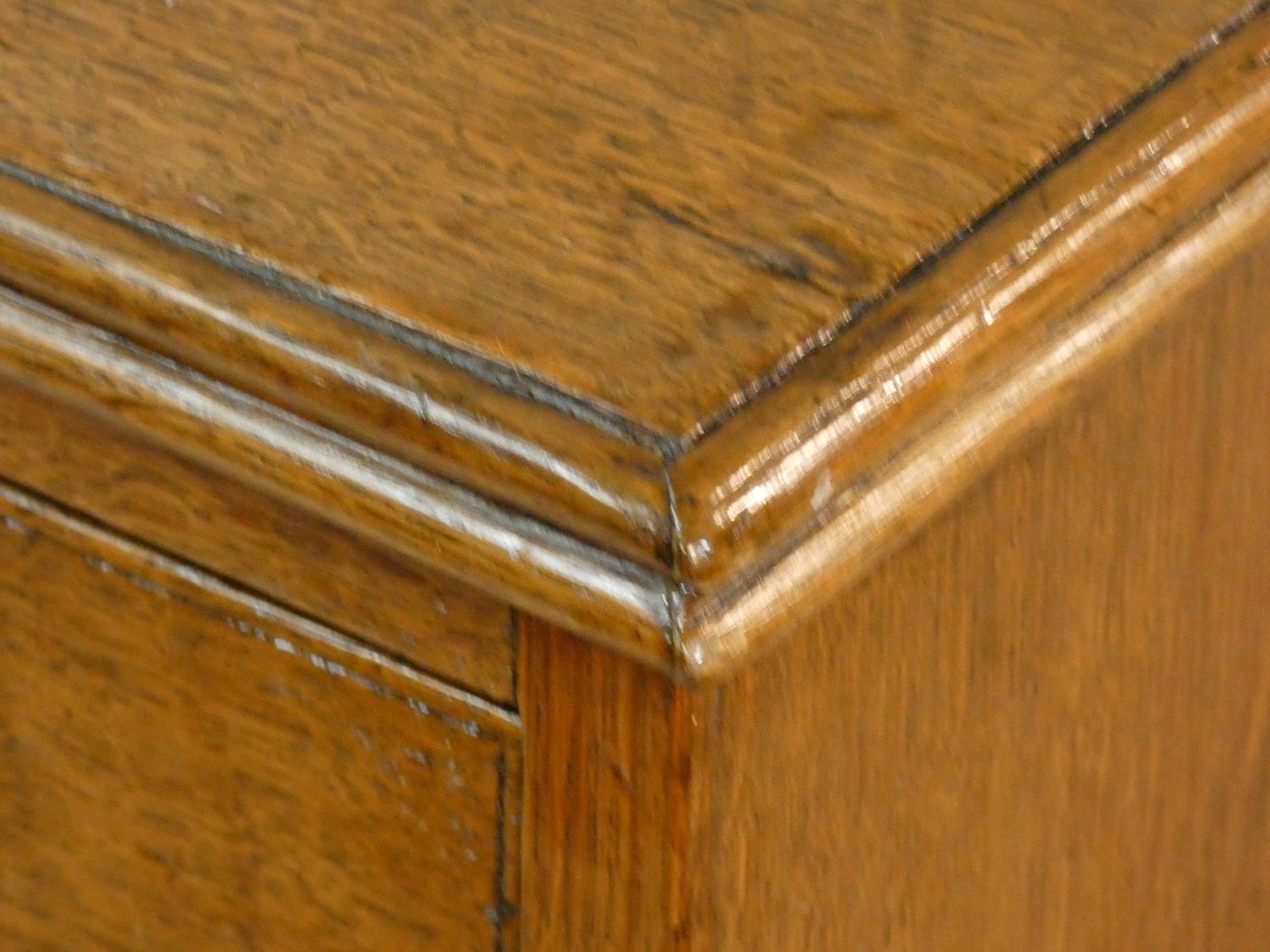 An early 19th century light oak chest of two short over three long drawers fitted with original - Image 5 of 8