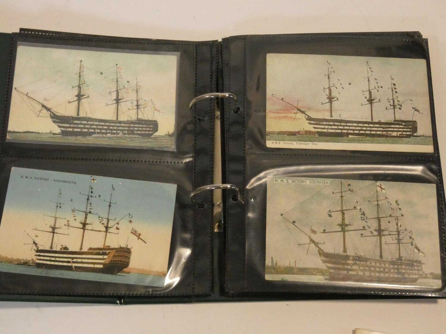 Two albums of antique and vintage postcards, stamps and cigarette cards related to Napoleon and - Image 8 of 12