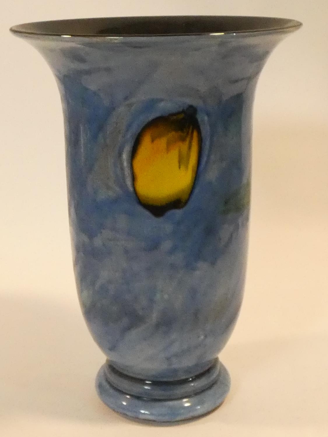 A large colourful glazed ceramic Poole Pottery bell shaped vase, makers stamp to the base along with - Image 3 of 12