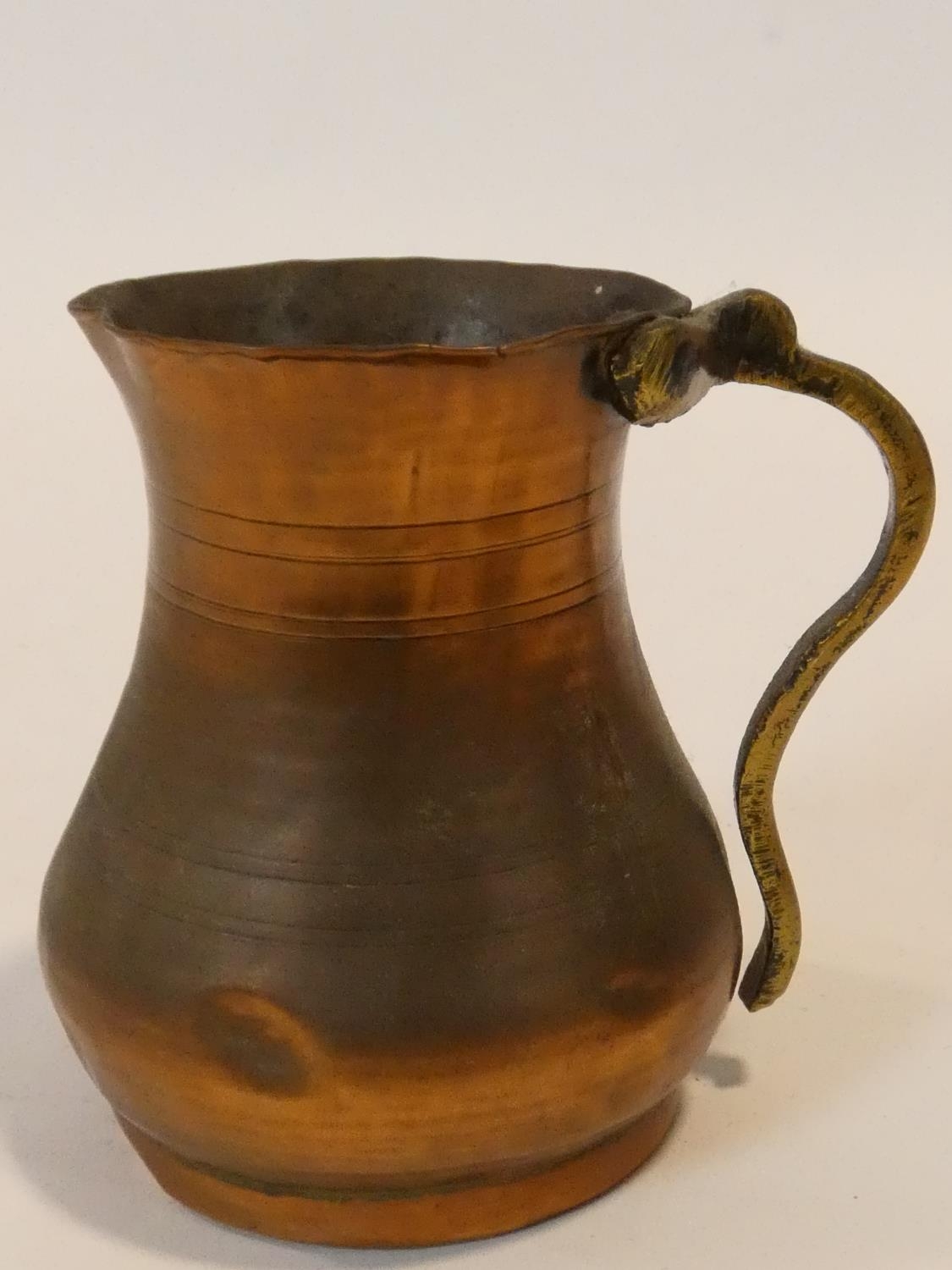 A miscellaneous collection of five 19th century and later pewter and copper tankards. H.13cm - Image 13 of 15