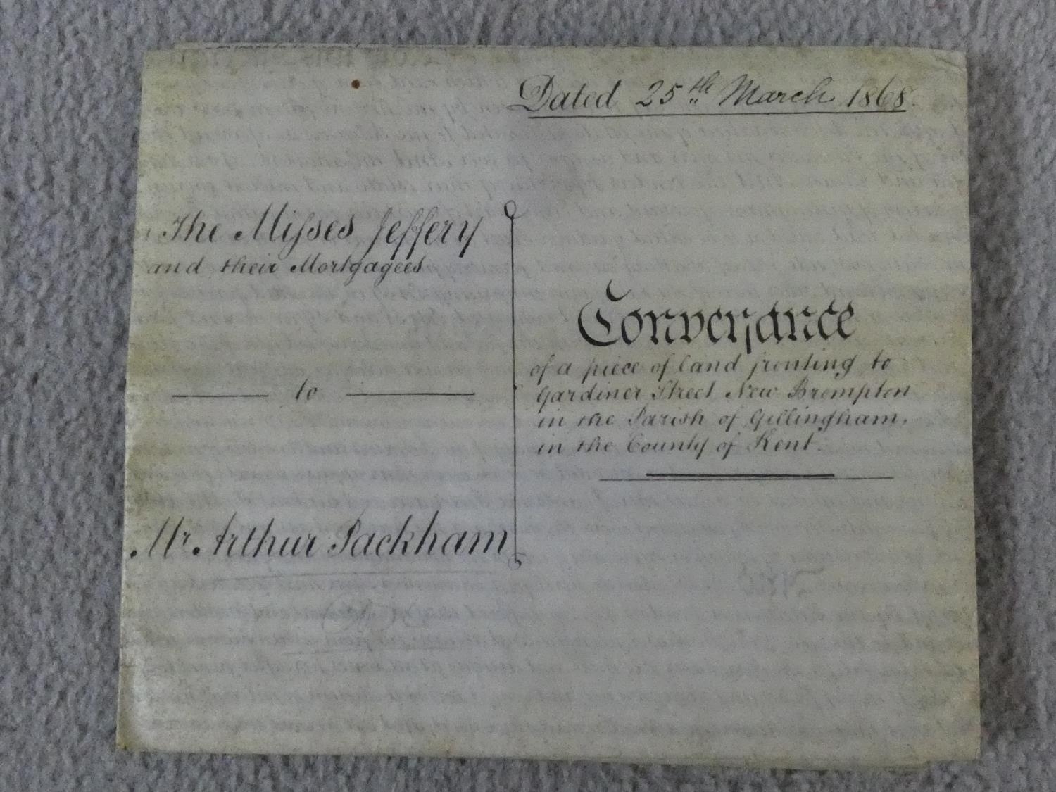 A collection of hand written 19th century and later land deeds and indenture documents. Some with - Image 32 of 32