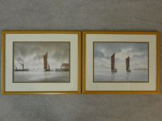 Alan Whitehead (B.1952), a pair of framed and glazed watercolours, sailing ships, signed. H.39 W.