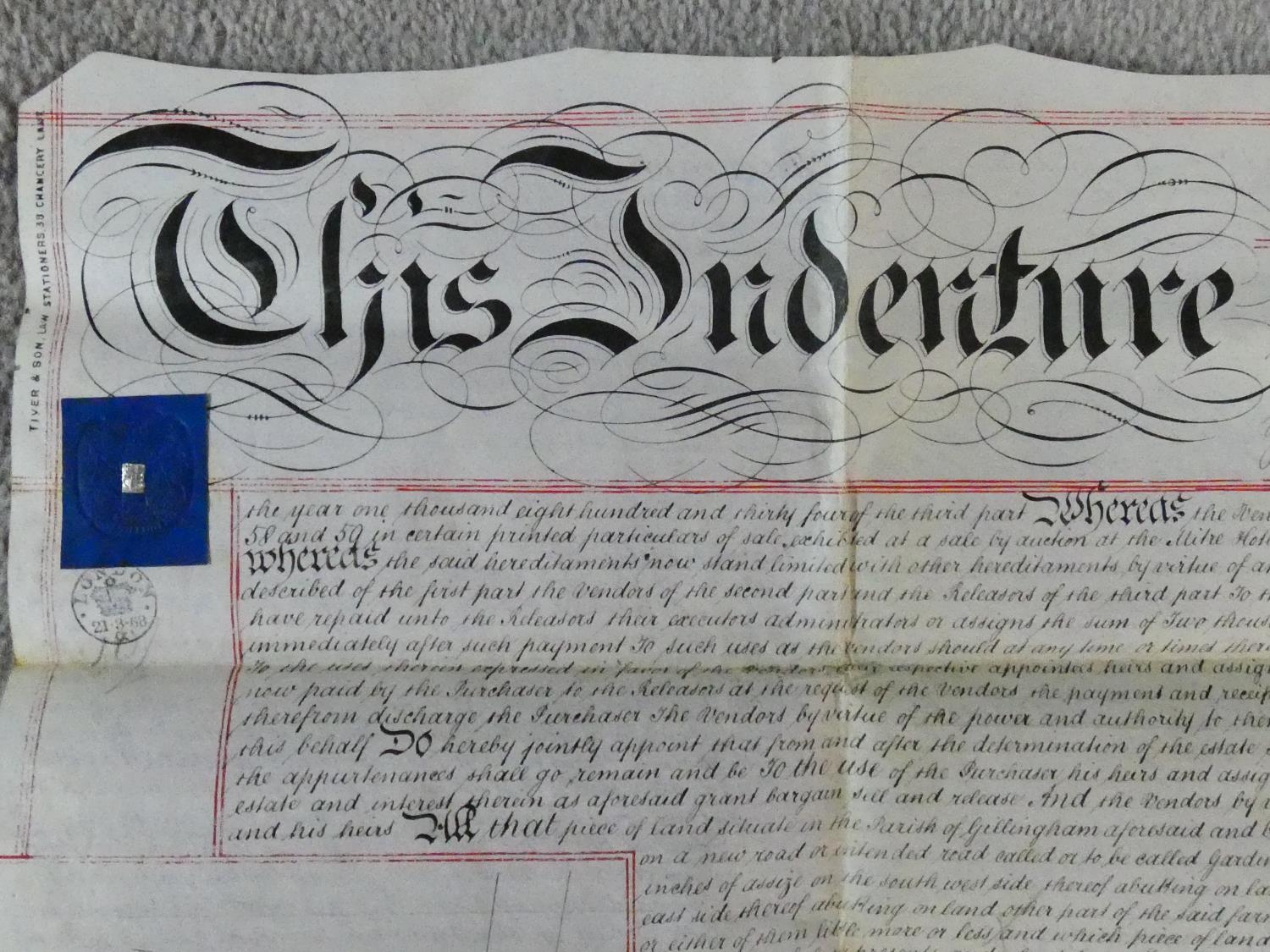 A collection of hand written 19th century and later land deeds and indenture documents. Some with - Image 31 of 32