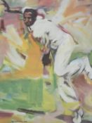 Of cricket interest, a framed and glazed limited edition print by David Skinner of Gary Sobers