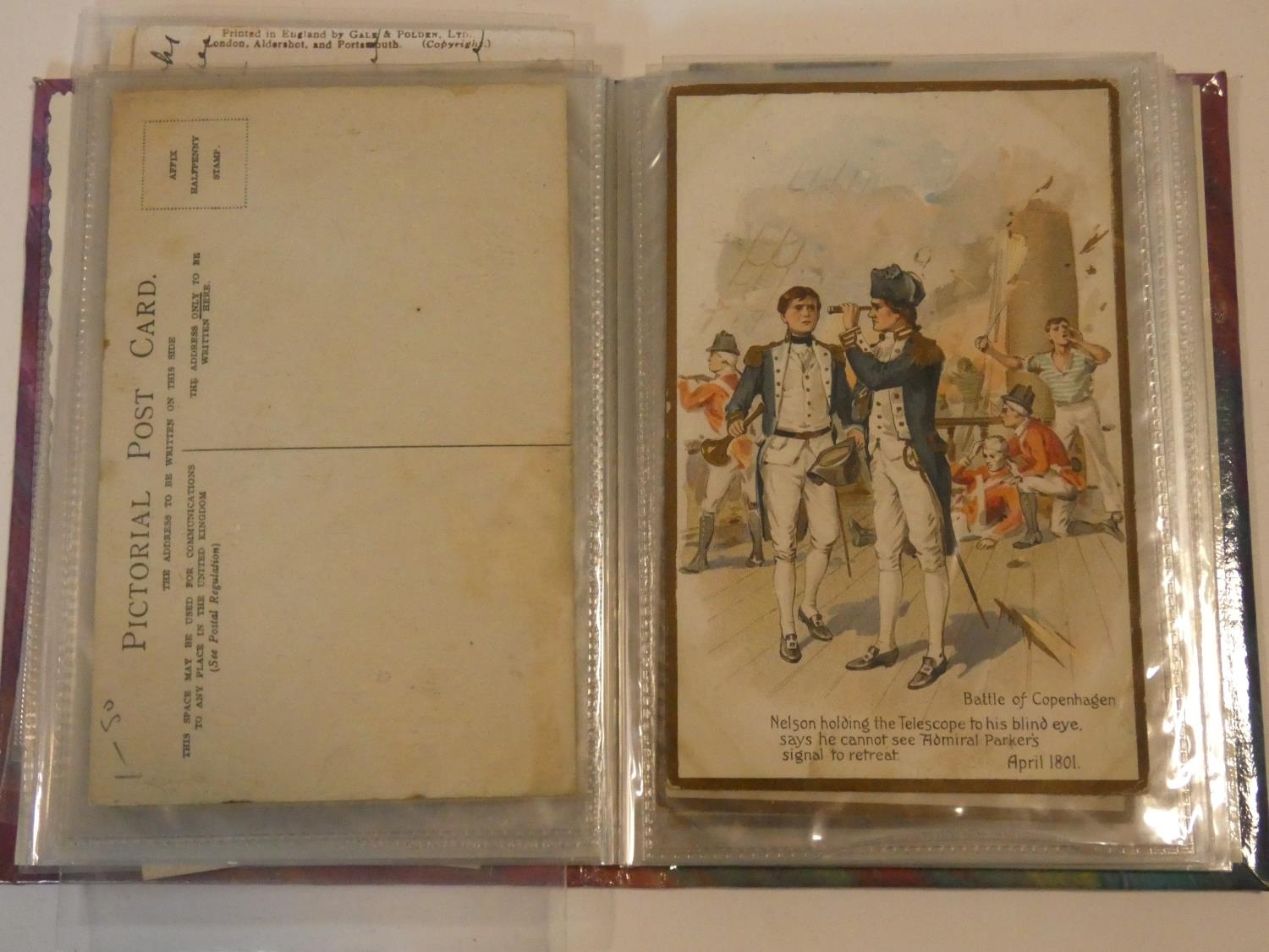 Two albums of antique and vintage postcards, stamps and cigarette cards related to Napoleon and - Image 6 of 12