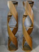 A pair of contemporary full height five tier display stands of helix shape. H.193cm