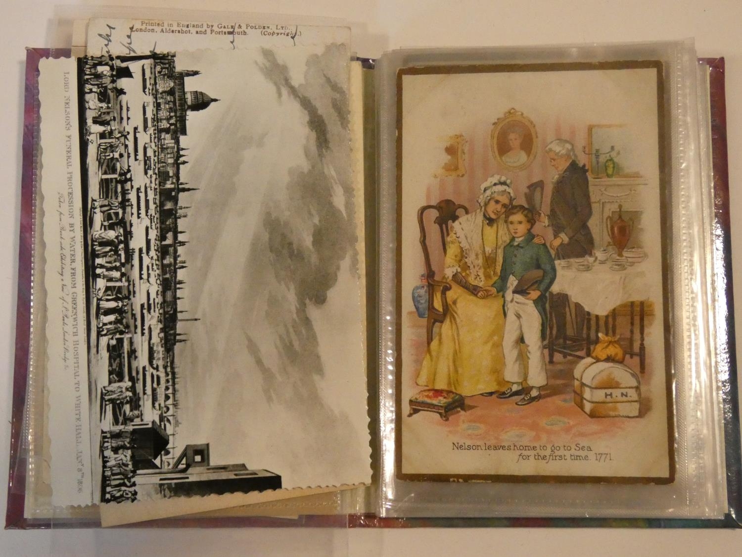 Two albums of antique and vintage postcards, stamps and cigarette cards related to Napoleon and - Image 5 of 12