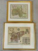Two 19th century hand coloured framed and glazed maps of St Giles in the Fields and Ebingdon Ward.