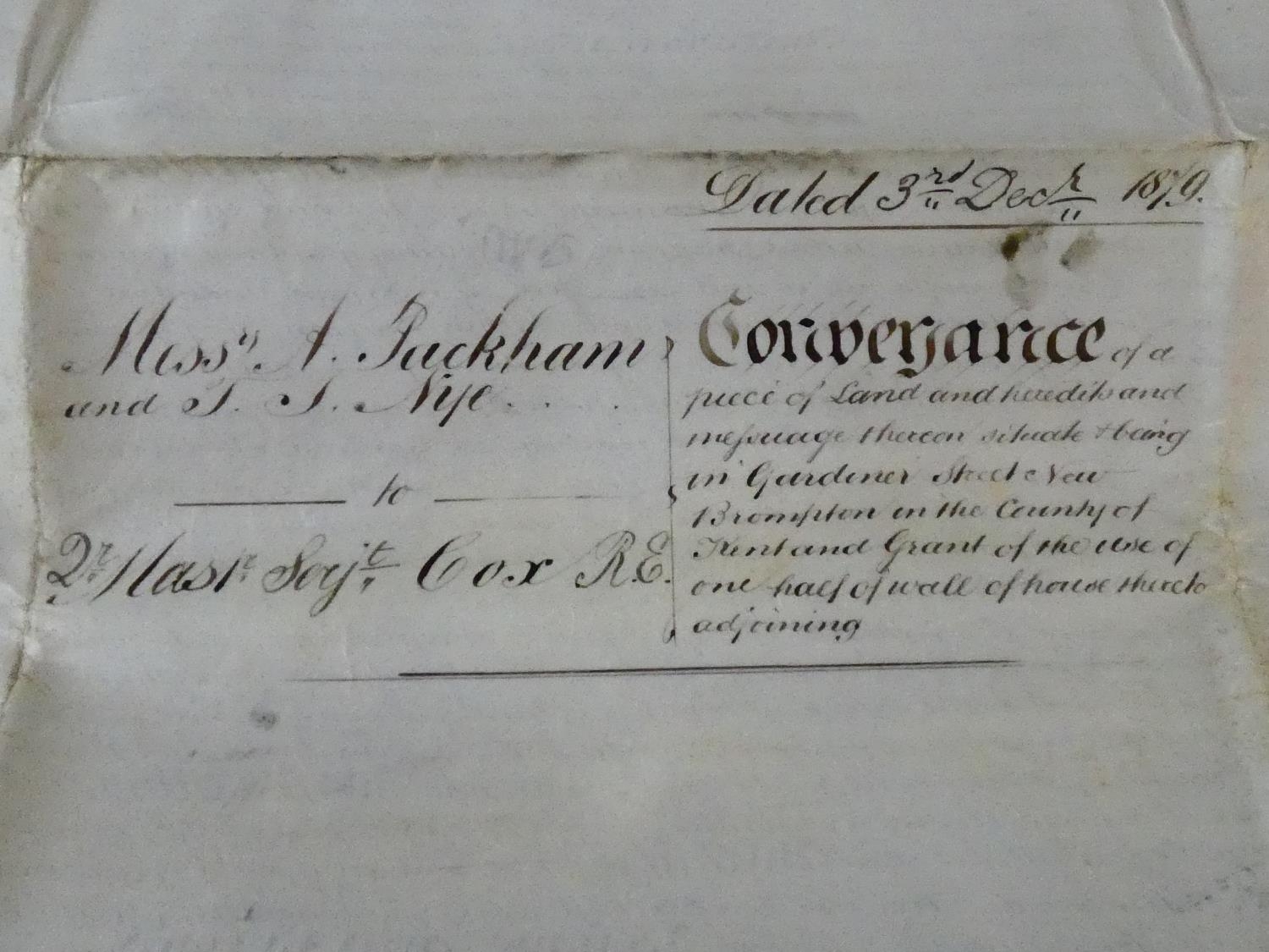 A collection of hand written 19th century and later land deeds and indenture documents. Some with - Image 10 of 32