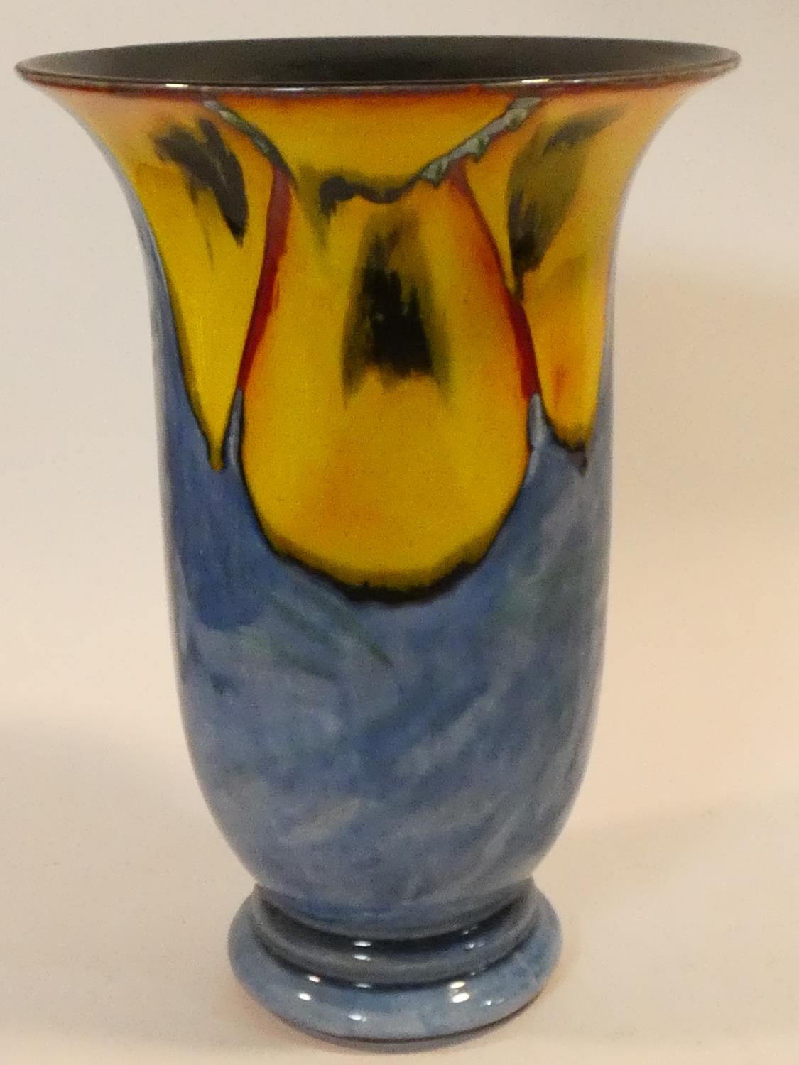 A large colourful glazed ceramic Poole Pottery bell shaped vase, makers stamp to the base along with - Image 2 of 12