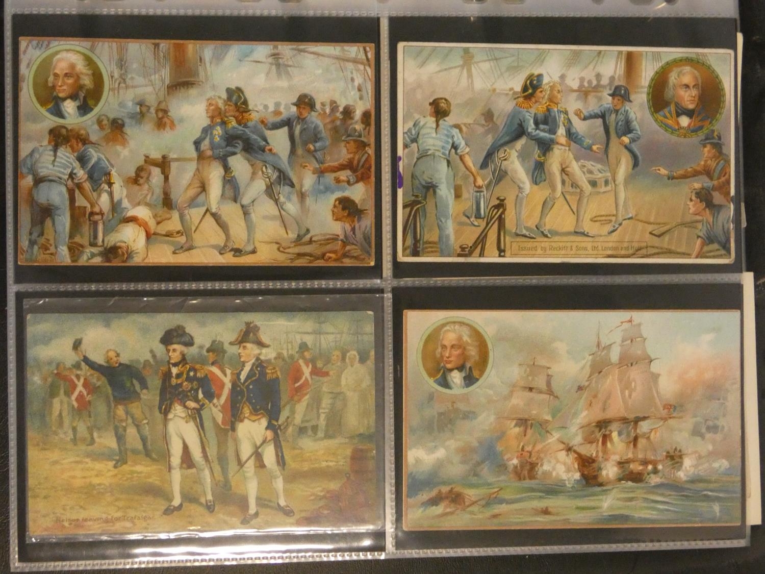 Two albums of antique and vintage postcards, stamps and cigarette cards related to Napoleon and - Image 4 of 12