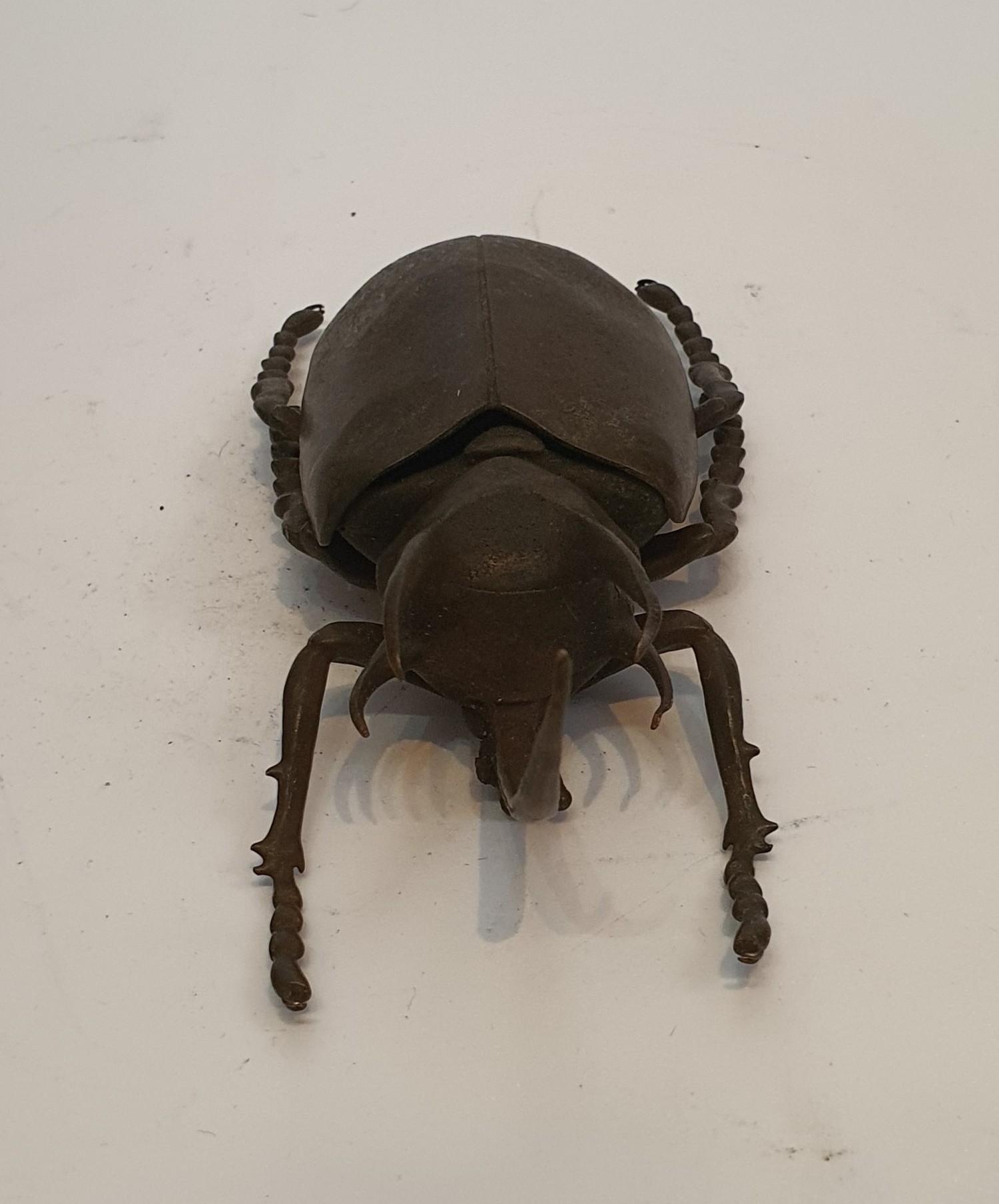 A Japanese cast bronze figure of a Rhinoceros Beetle, realistically modelled. H.12cm - Image 2 of 3