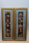 A pair of framed and glazed Indian paintings depicting various positions from the Kama Sutra. H.