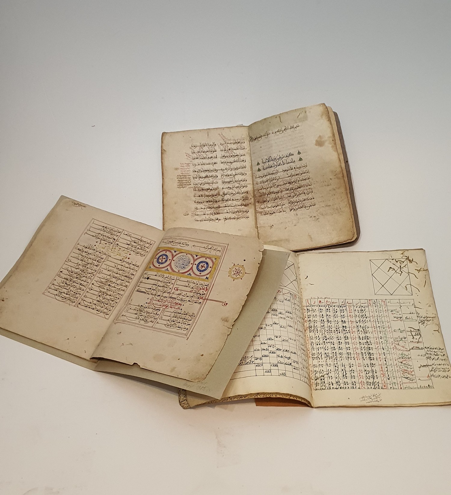 A set of three 18th century hand written Magrabi handwriting books. H.24.5x18cm