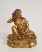 A 19th century Tibetan Milaraspa gilded bronze Buddha statue. H.15xW.13cm