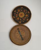 An Indo-Persian Islamic paper mache cased astrolabe. The lid of the case is intricately hand painted