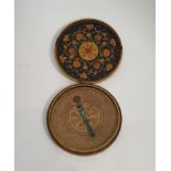 An Indo-Persian Islamic paper mache cased astrolabe. The lid of the case is intricately hand painted