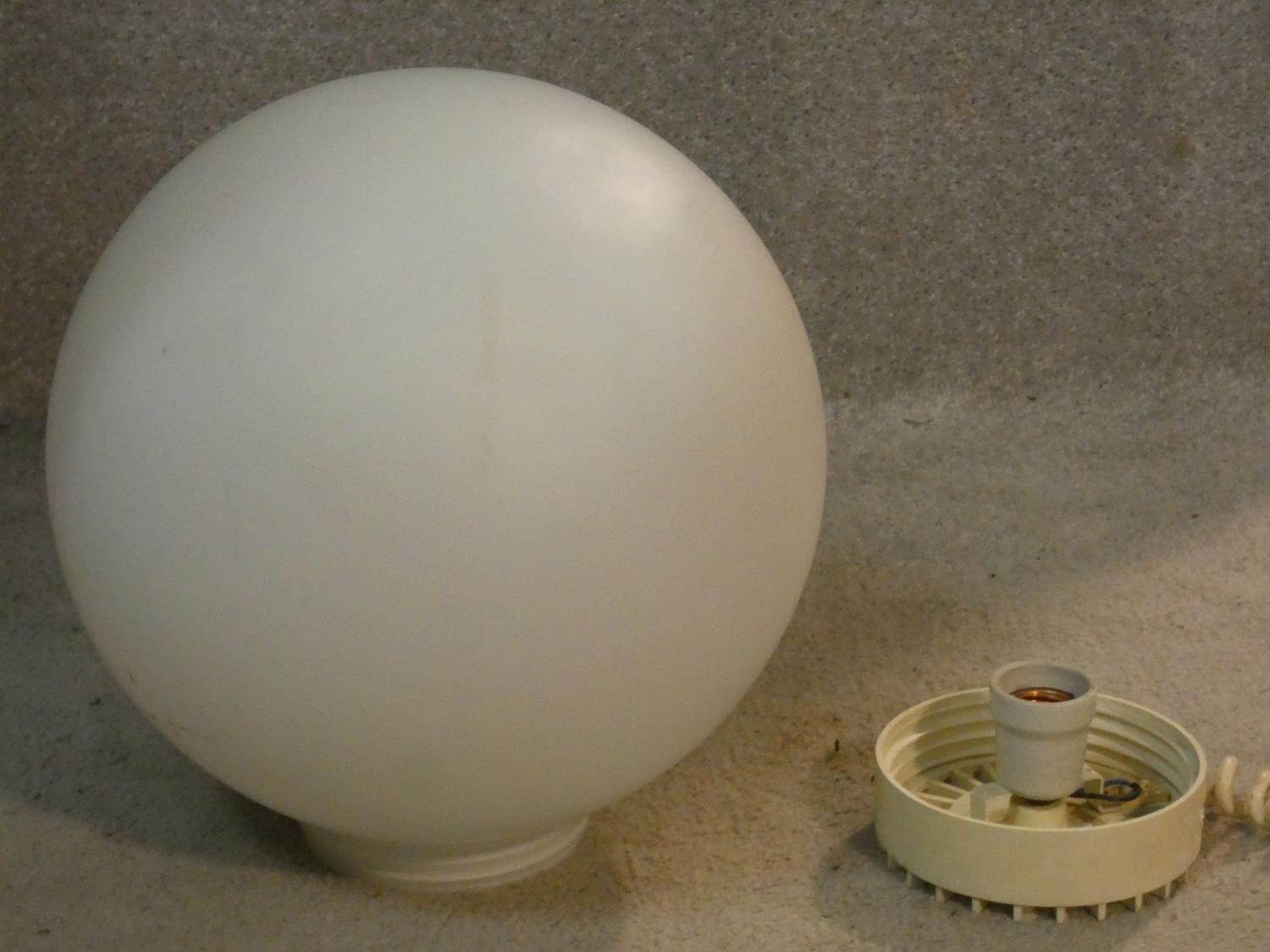 Appareil Lita, France, a vintage white frosted glass globe desk light with spiral chord. Makers - Image 2 of 4