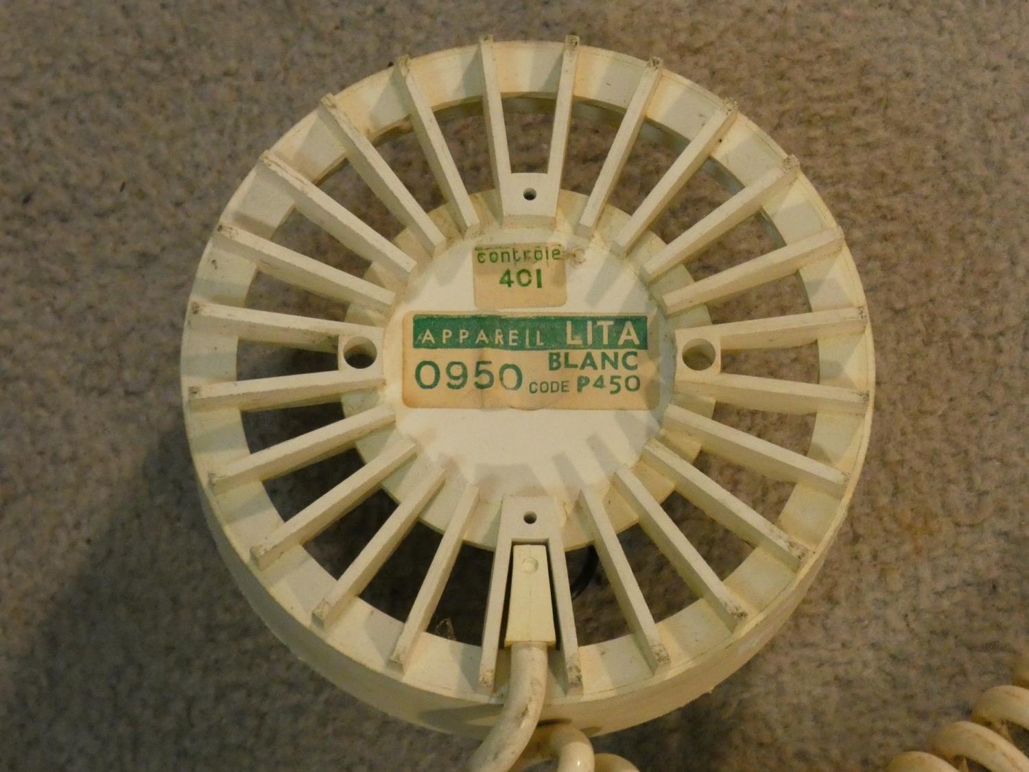 Appareil Lita, France, a vintage white frosted glass globe desk light with spiral chord. Makers - Image 4 of 4