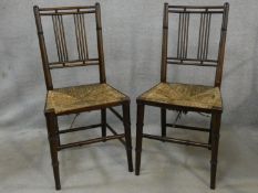 A pair of late 19th century Morris style rush seated side chairs